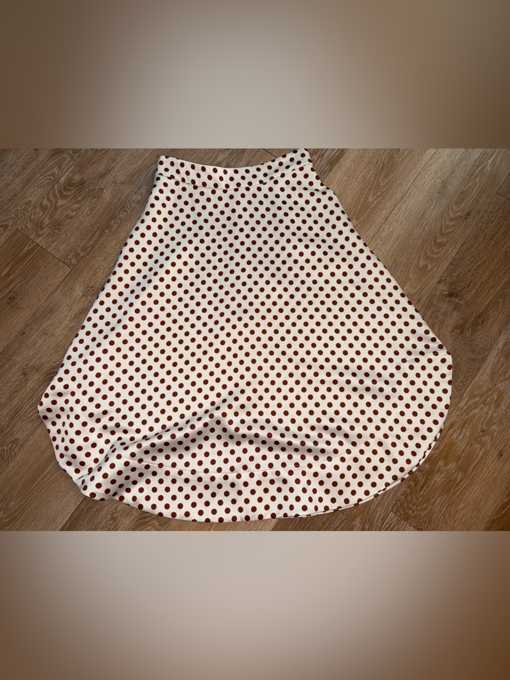 eva mendes for New York & Company Cream Skirt with Rust Polka Dots